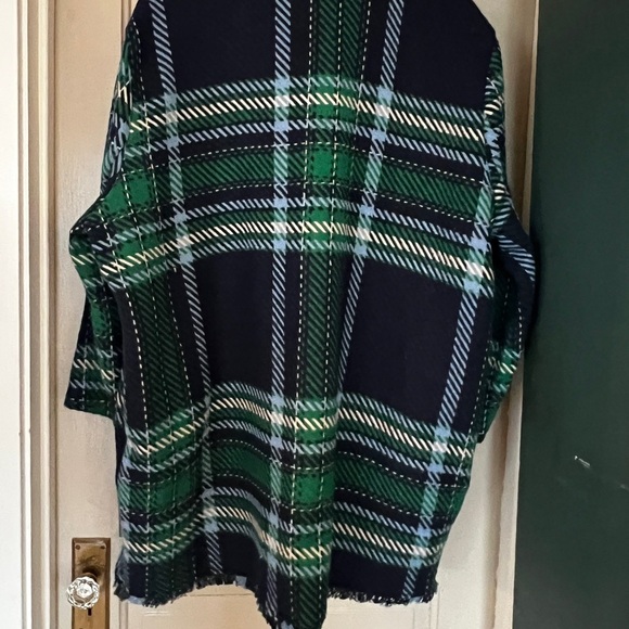 Green Plaid blanket Women's Coat - Picture 5 of 5